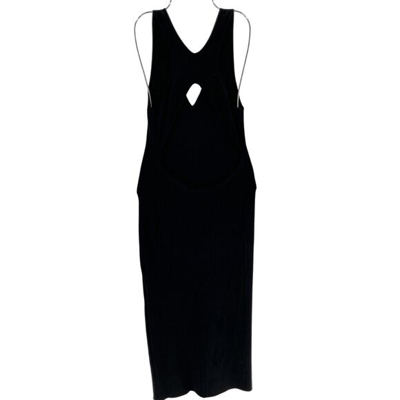 Michael Costello x Revolve 'Variegated' Black Rayon Rib Bodycon Dress Size M - Picture 3 of 4